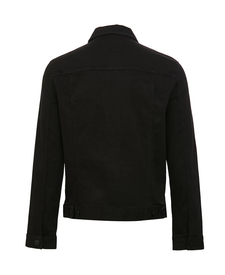 Black Cotton Button Closure Mens Jean Jacket,Jean Jacket Denim