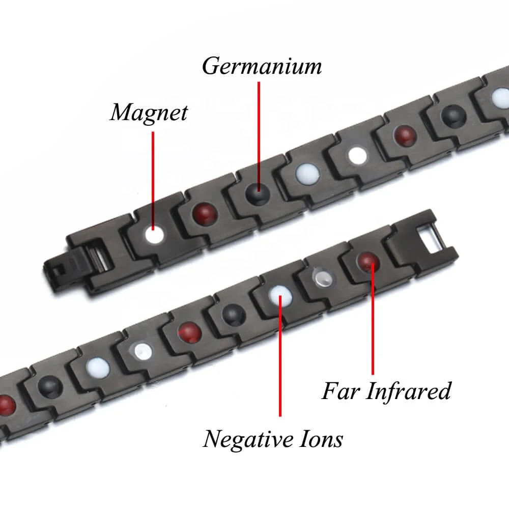 Stainless Steel Mens Bracelets Infrared Wristbands  for Arthritis and Back Pain Negative Ion Bracelets