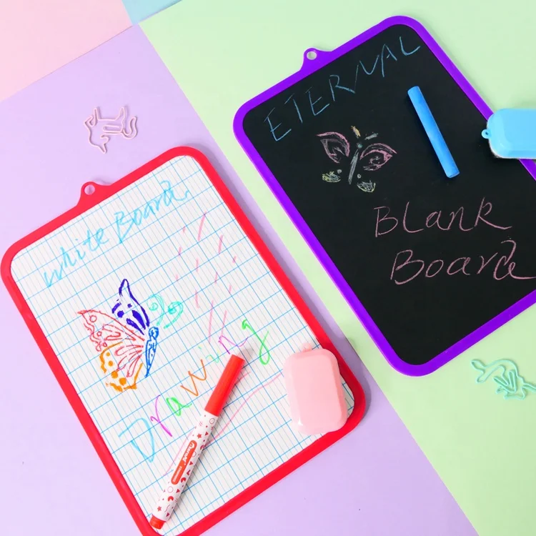Kids Mini Plastic Frame Whiteboard Double Sided Portable learning Small Dry Erase White board for Children