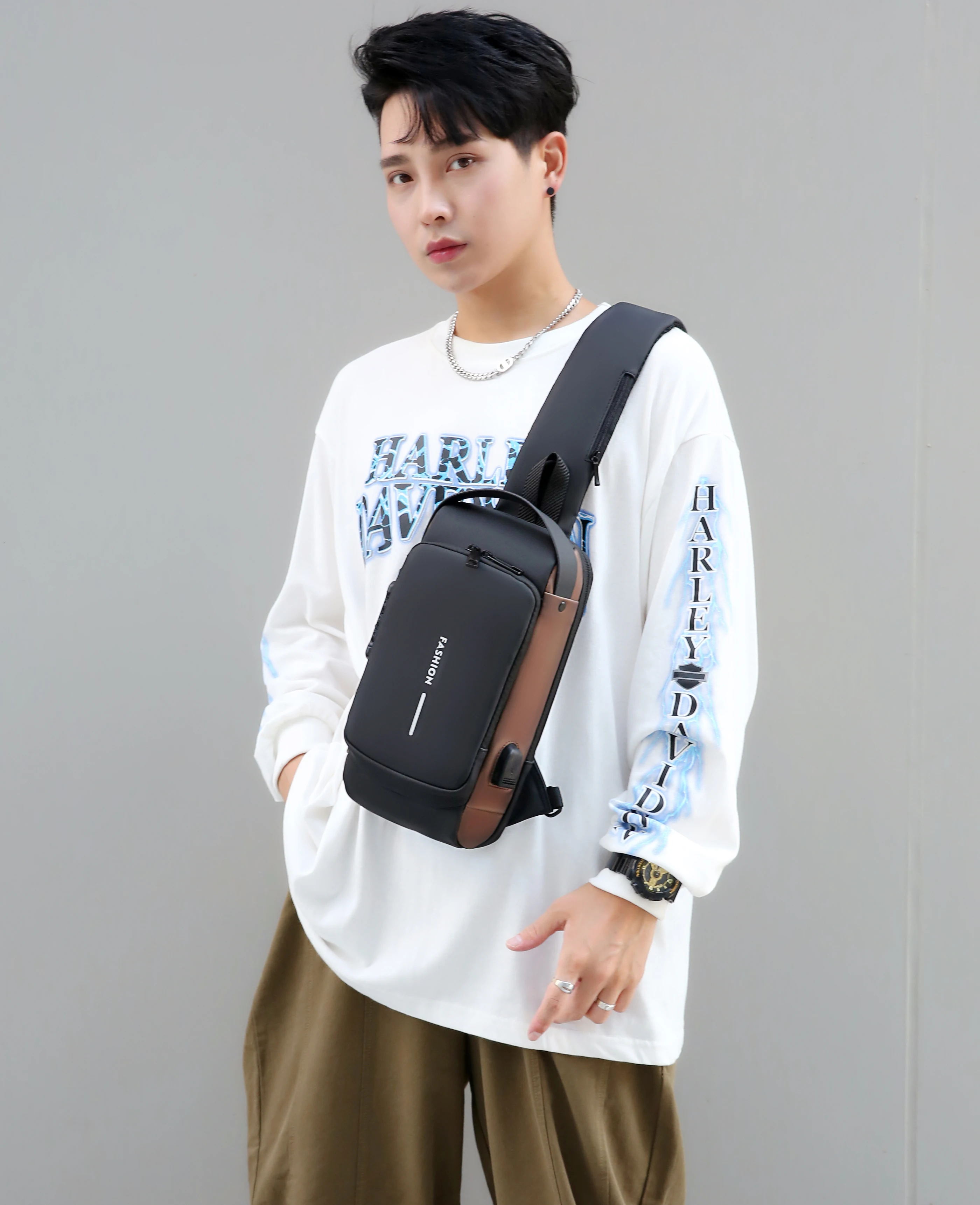 Wholesale Male Password Anti-theft Chest Bag Men Single Shoulder Sports Casual Crossbody Waist Bag