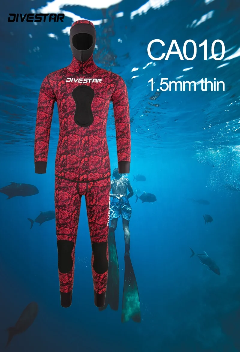 DIVESTAR Customized 1.5/3mm Neoprene Opencell Durable Camouflage Fabric Spearfishing Wetsuit  for Men