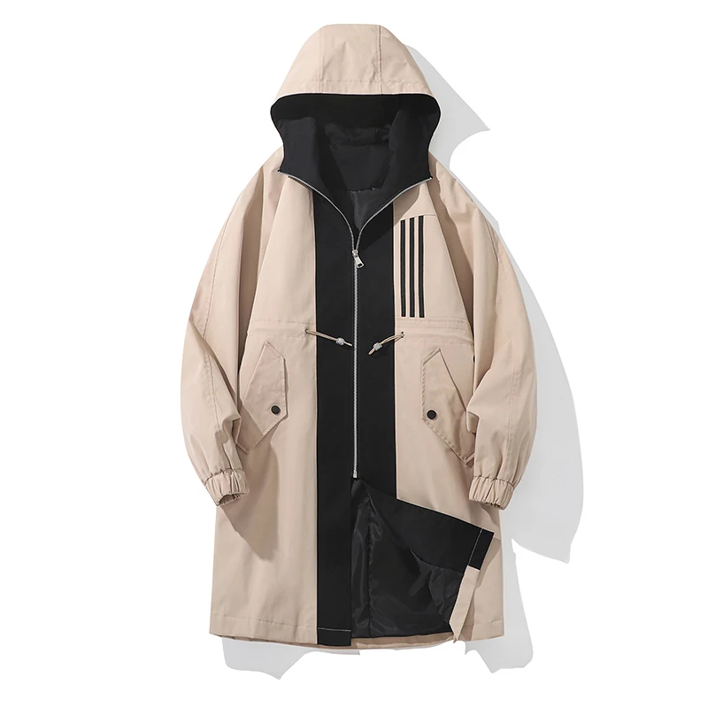 OEM Custom New Style Plus Size trench coat men loose Overcoat hooded Jacket Trench Coat
