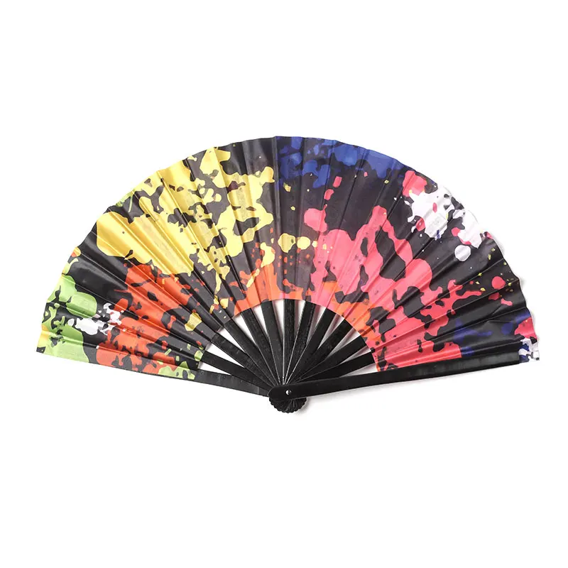 Custom Large Rave Folding Chinese Bamboo Hand Fan for Party Use