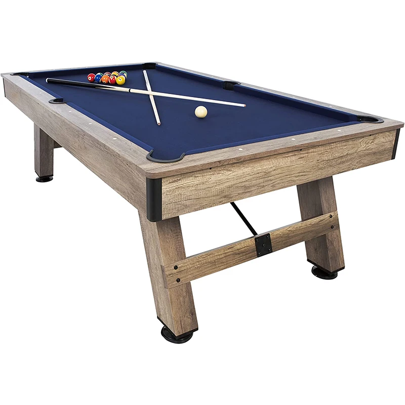 Guanque 7ft 8ft 9ft Snooker Pool Billiard Table with Rustic Wood Finish and Navy Blue Cloth
