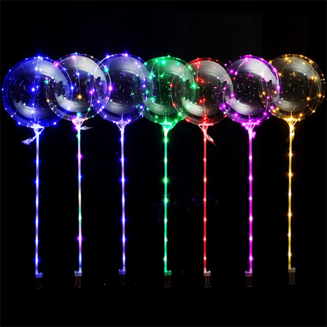 LED Bobo Balloons Transparent LED Light Up Balloons Clear Glow Balloons with String Lights for Party Birthday Wedding