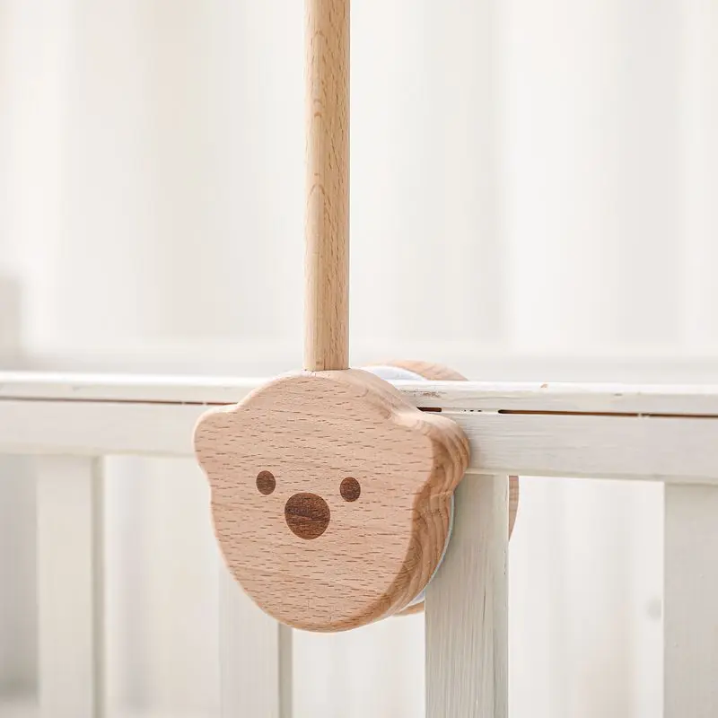 RTS Cartoon Bear Bed Bell Bracket Baby  Wooden Baby Cot Mobile Wooden Baby Mobile Holder Crib Mobile Arm Bell Fot  Bed