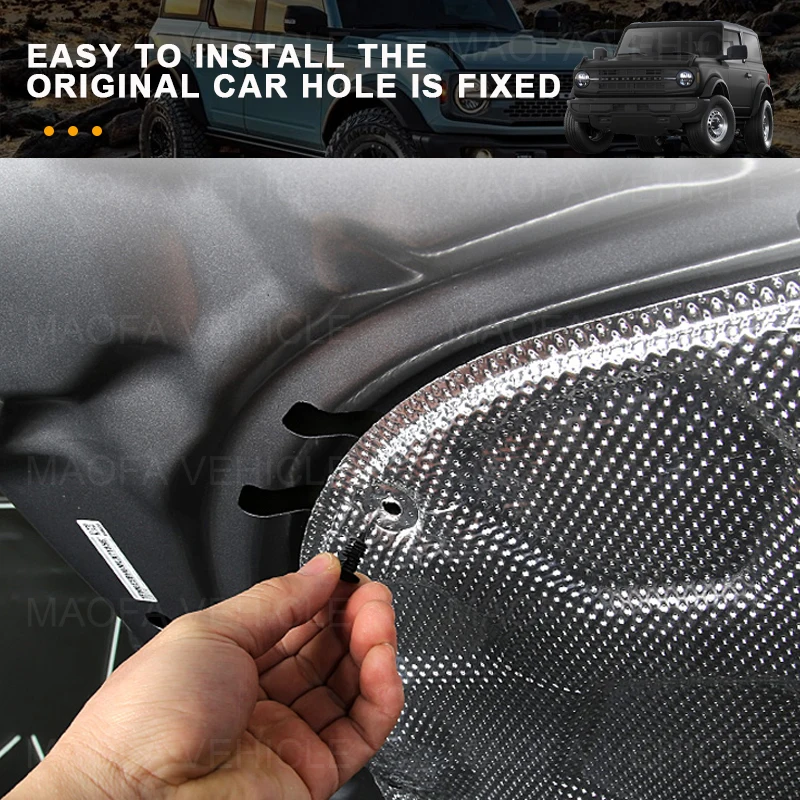 Automotive Engine Heat Sound Noise Insulation Car Hood Pad Sound Insulation Pad For Ford Bronco 2/4 Door 2021 2022 2023