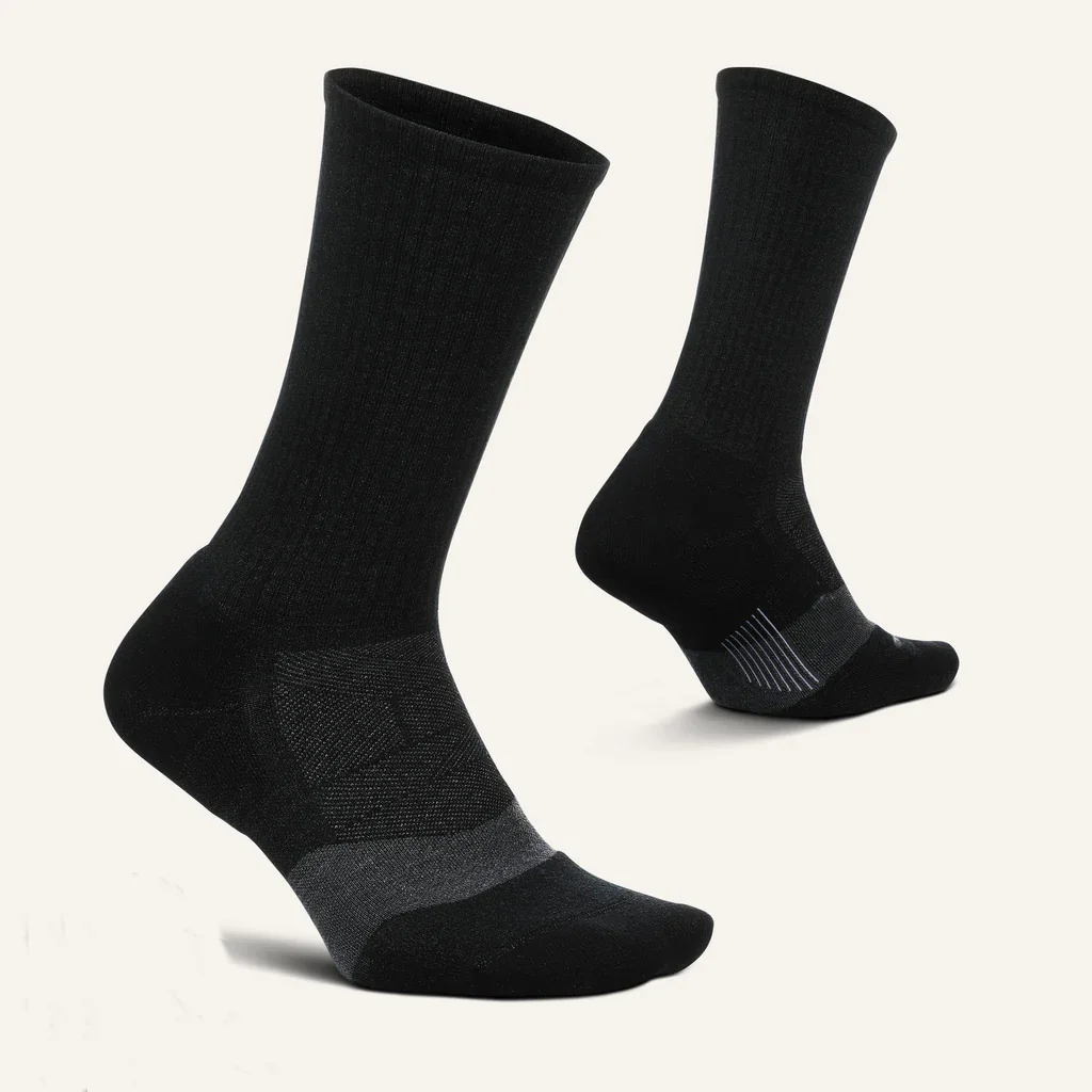 Cushioned Crew Training Athletic Socks Men Combed Cotton Moisture Wicking Breathable Performance Black Socks
