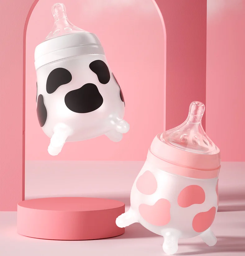 Baby Silicone Feeding Bottle Imitating Breast Milk for Newborn Baby Anti-colic Anti-choking Cow Milk Baby Feeding Supplies