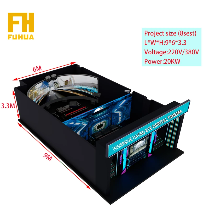3d 7d 9d Rail Cinema Motion Platform 180 Degree Reality  Immersive 3d Naked Eye Arc Screen Orbital Cinema