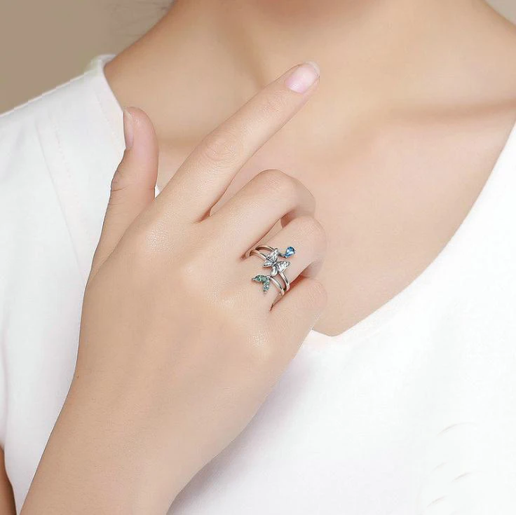 
whosesale collection Butterfly design ring silver sterling 925 jewelry butterfly jewellery 