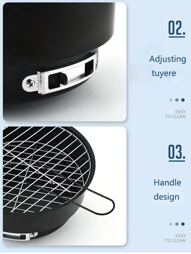 China Factory Hot Barbecue Accessories Round Carbon Grill Camping Outdoor Mini Charcoal Grill
