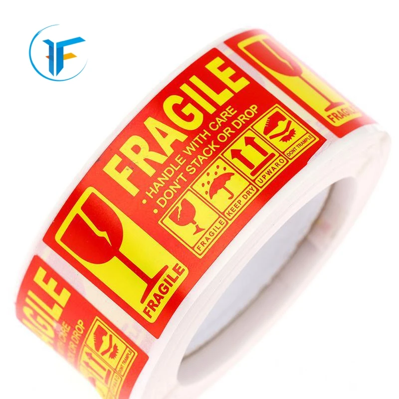 Guangzhou Supplier Yellow Warning Shipping Fragile Private Label Fragile Sticker