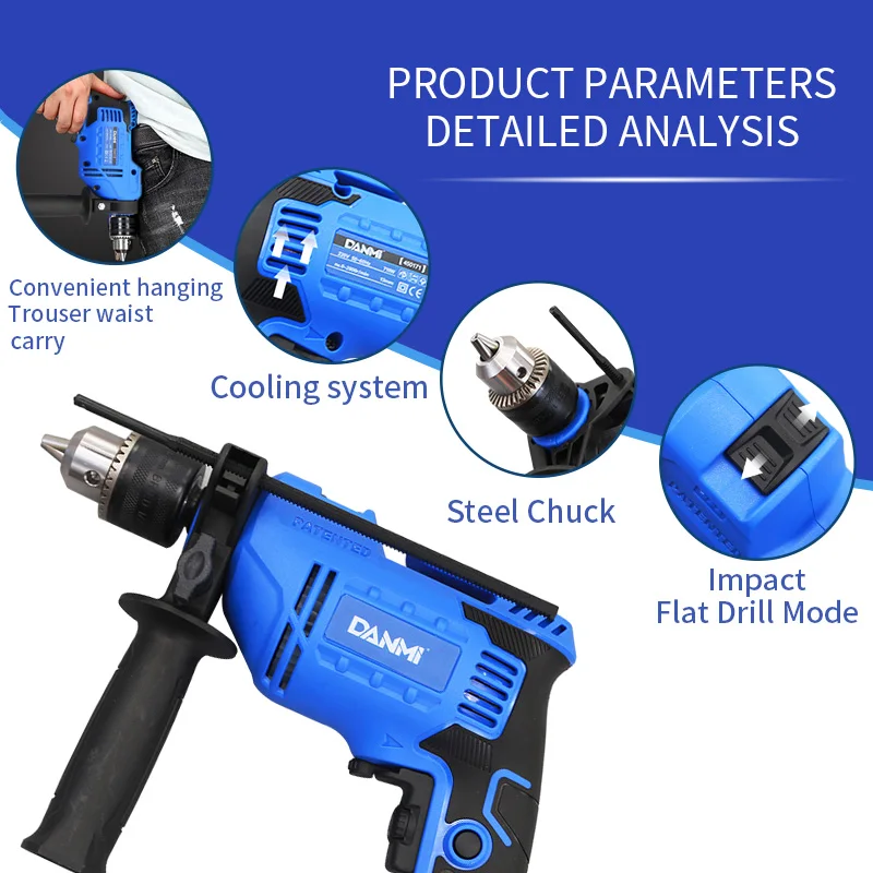 Professional Impact drill  steel 13mm  Multi power tools Concrete drilling electric corded variable speed  machine