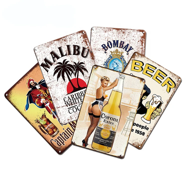 Customized Vintage Drink Hanging Tin Sign Metal Plate Cola for Bar Home Club Decoration