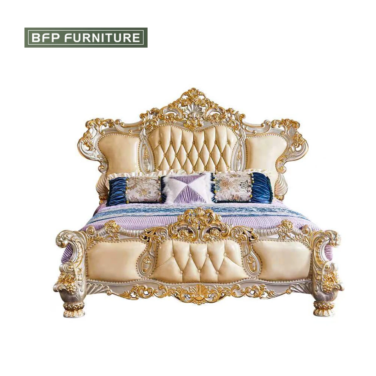 BFP home Luxury High-end Classical Style Royal Palace Bedroom Furniture Luxury Solid wood Bed