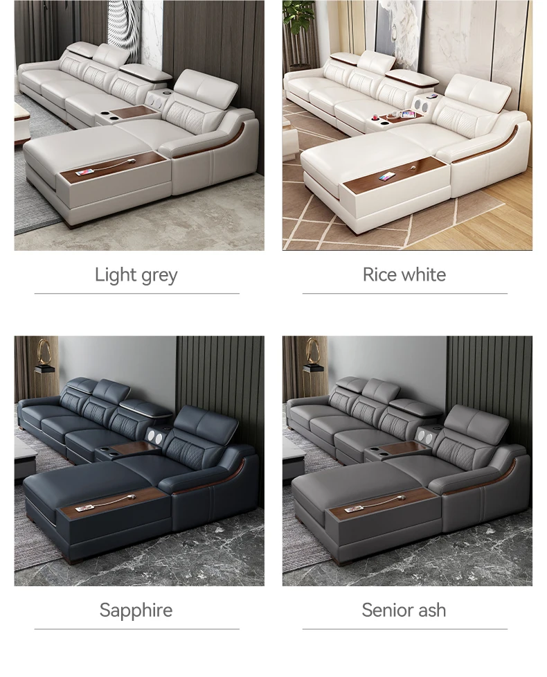 Hot selling modern style home furniture  big size Modular Deluxe L Shape Corner Couch sectional leather sofa set