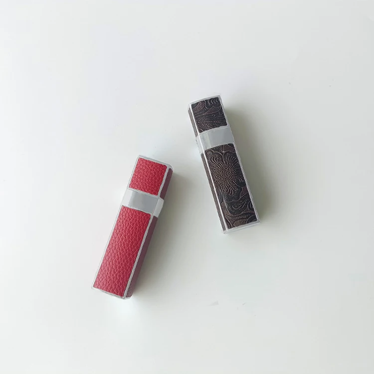 wholesale custom low moq 8ml 10ml 15ml square refill leather spray bottle atomizer luxury perfume bottle with box package