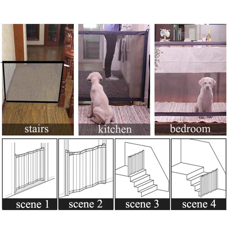 Portable Cheap Indoor Baby Bed Security Barrier Folding Pet Dog Gate Safety Fence Pet Gates