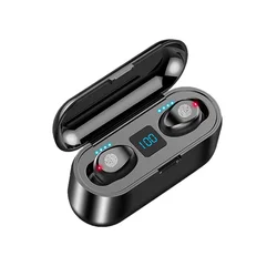 Free Sample F9-34 Tws Wireless Earphones Powerbank Power LCD Display F9 Earbuds Wireless Headphones