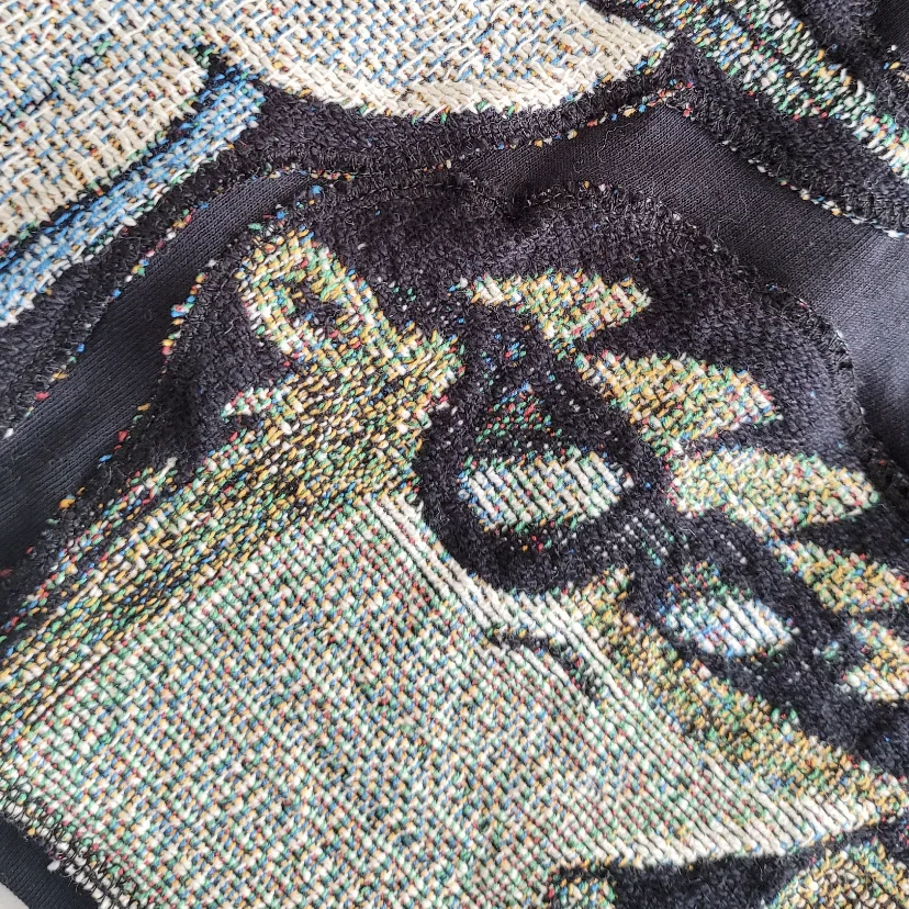 New Design Anime Woven Jacquard Tapestry Tshirts Streetwear Tees Tapestry Blankets Short Sleeves Shirts