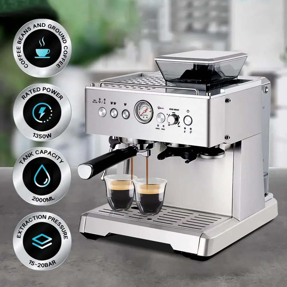 High Quality 2.3L Removable Water Tank Semi-automatic Household Commercial Cappuccino Coffee Maker Machine