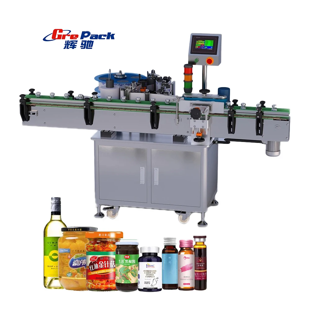 Automatic Plastic Pet Round Bottle Glass Jar Labeling Label Sticking Machine
