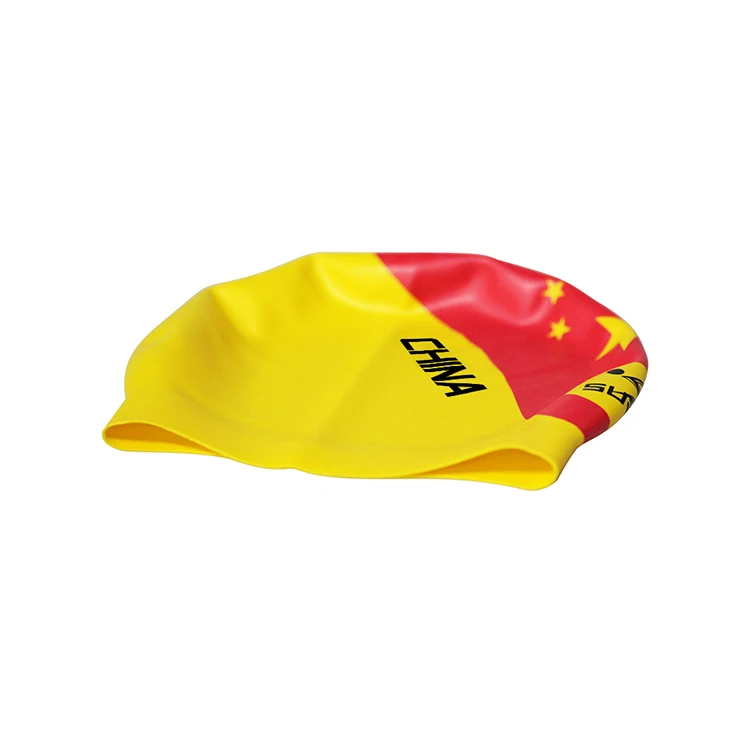 
Custom Cool Front Large Flag competition Silicone Seamless Swimming Cap 
