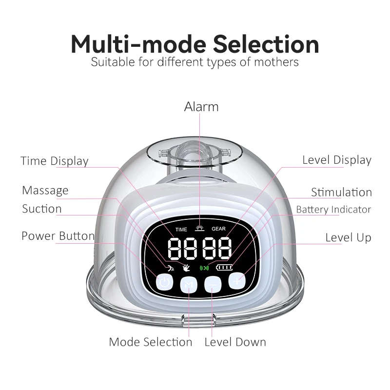 High Quality 1200MAh BPA FREE silicon 3 Modes 9 levels Hands Free Pump Electric Breast Pump Intelligent alert Milk Extractor
