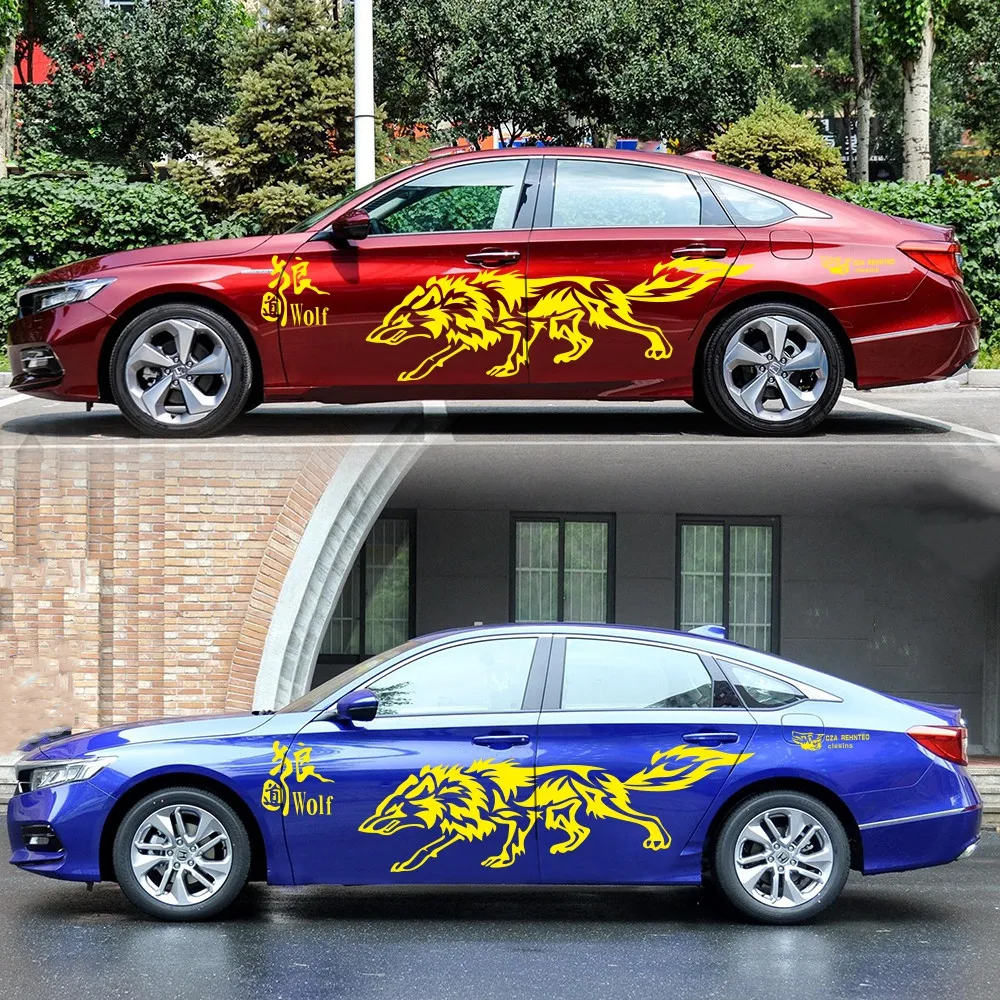 Vinyl Car Decal Sticker Wolf Graphics Body Side Decoration Sticker Animal Fierce Wolf Waterproof Decals Auto Tuning Accessories