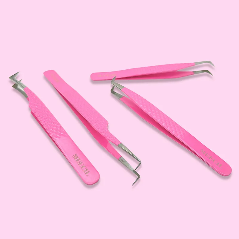 Private Label Custom Lash Extension Fiber Tip Strong Hold Slim Thin Straight Volume 90 Degree Tweezers For Eyelash Extension