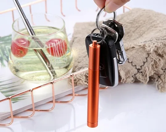 
Reusable Food grade retractable 304 stainless steel metal telescopic straw collapsible drinking straw set 