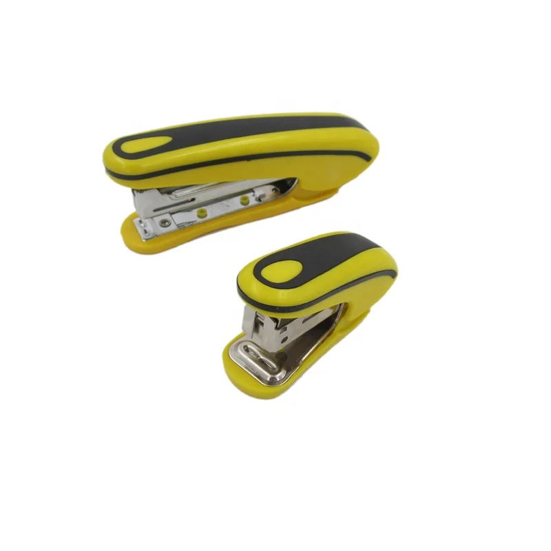 Very professional yellow color high quality half strip office school used stapler with metal staple remover