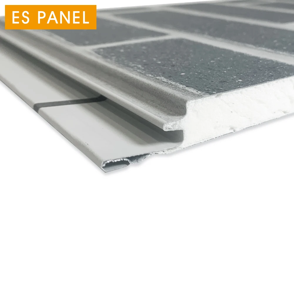 Панель ES, кирпичная внешняя стеновая панель, Полиуретановая пенопластовая Изолированная декоративная металлическая облицовочная декоративная металлическая облицовка, сборный дом