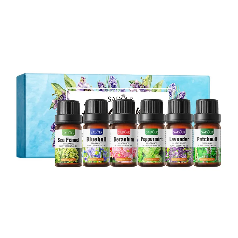 Essential Oil Gift Set 6 pcs Pure Essential Oil Perfume Fragrance Oil for Aroma Diffuser Massage Candle
