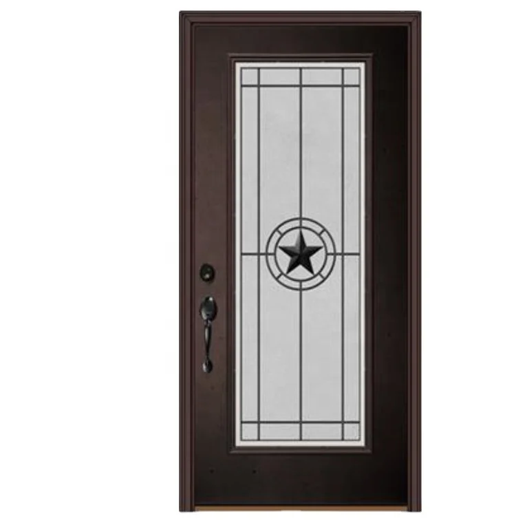 New Type Decorative Star Craft Glass MDF Melamine Board Doors House Smooth Finish Main Entrance External Door