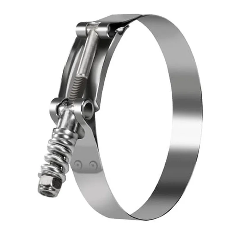 Light Duty Spring Loaded T-Bolt Clamp 304 Stainless Steel Adjustable Worm Gear Hose Clamp for 4 Inch ID Silicone T-Bolt Clamp