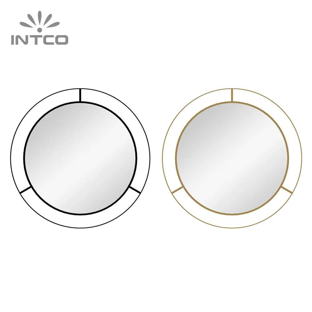 INTCO New Arrival Fashion Luxury Rustic Antique Living Room Makeup Wall Decorative Metal Round Framed Mirror