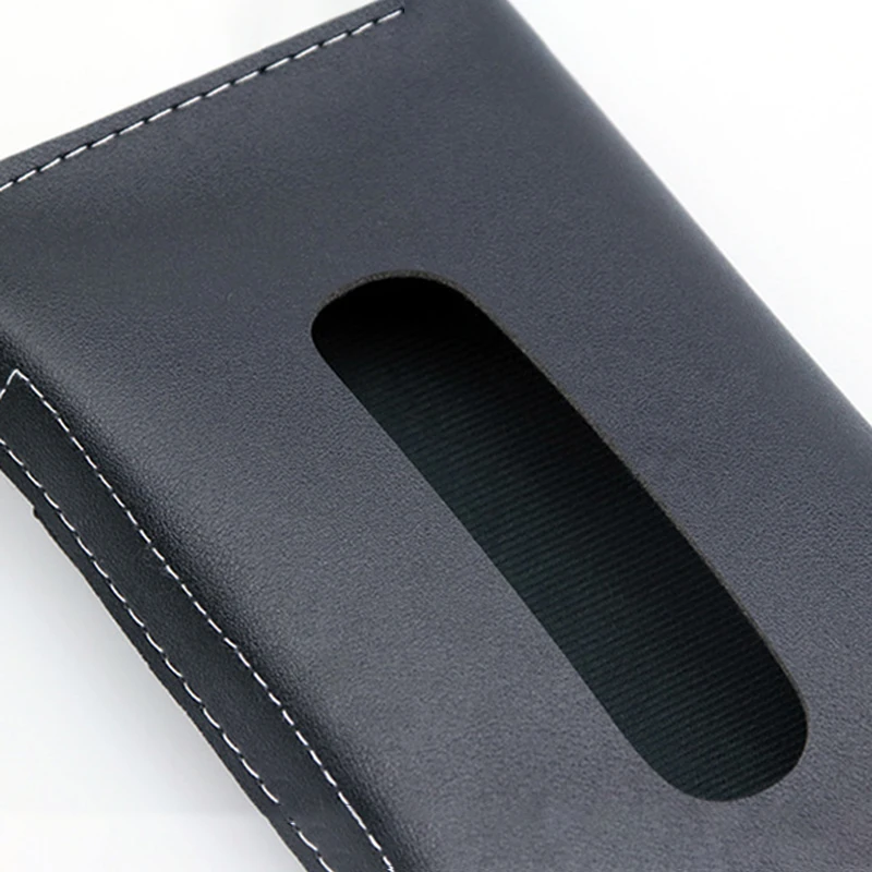 High Quality Car Tissue Box White Hanging Paper Towel Clip Sun Visor Napkin Holder Pu Leather Car Tissue Box