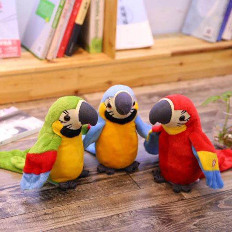 New Electric Plush Toy Parrot Electric Recording Learn To Speak Parrot Twisting Fan Wings Toy for stuffed animals