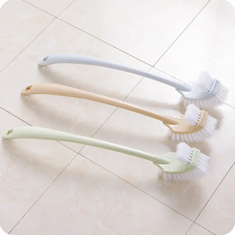 Wholesale Double Sided Toilet Brush Plastic Long Handle Toilet Cleaning Brush