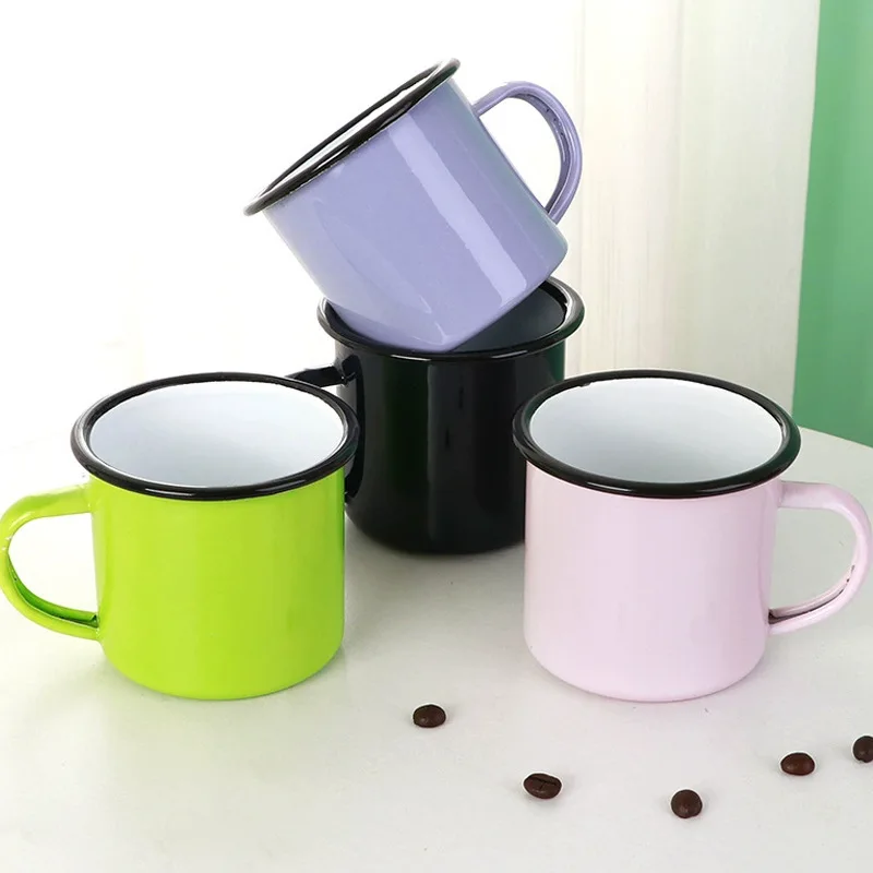 200ml Homecook Enamelware Enamel Soup Bowl Set Enamel Round Plate Mug Cup Dish Dinner Set Enamel Mugs Plates Coffee Cups 350ml
