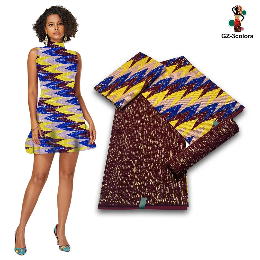 wholesale 2+4yards Kente Design wax printing 100%Con african  print fabric ankara fabrics