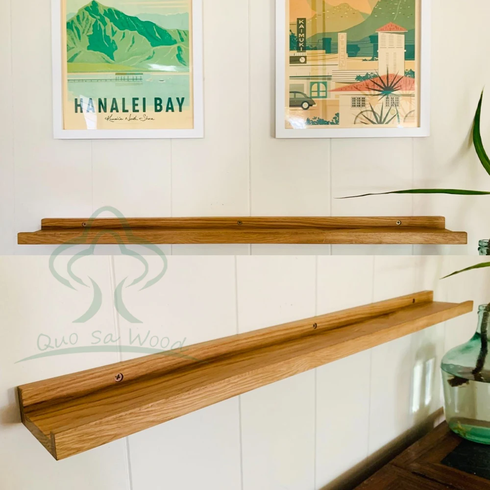 Natural Wood Book Shelves Wall Mounted Rustic Wooden Bookshelf Picture Ledge Shelf For Bathroom Storage Kitchen Rack