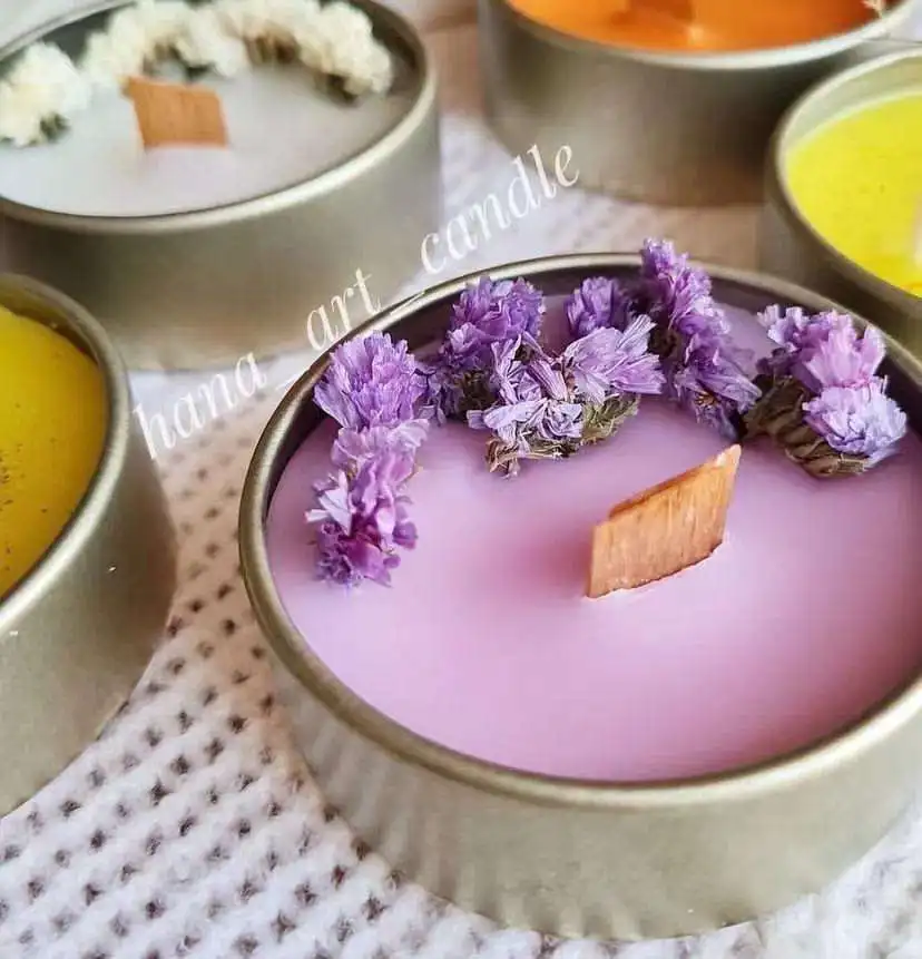 Роскошная ароматическая свеча kerze kaars с сушеными цветами частная торговая марка Ароматизированная ароматерапия Оловянная соевая восковая свеча/свечи