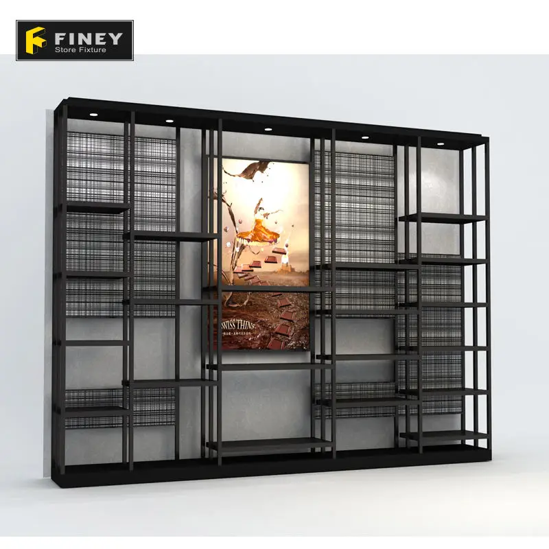 Индивидуальный дизайн интерьер магазина в современном стиле настенный дисплей для розничного шоколада со светодиодной подсветкой