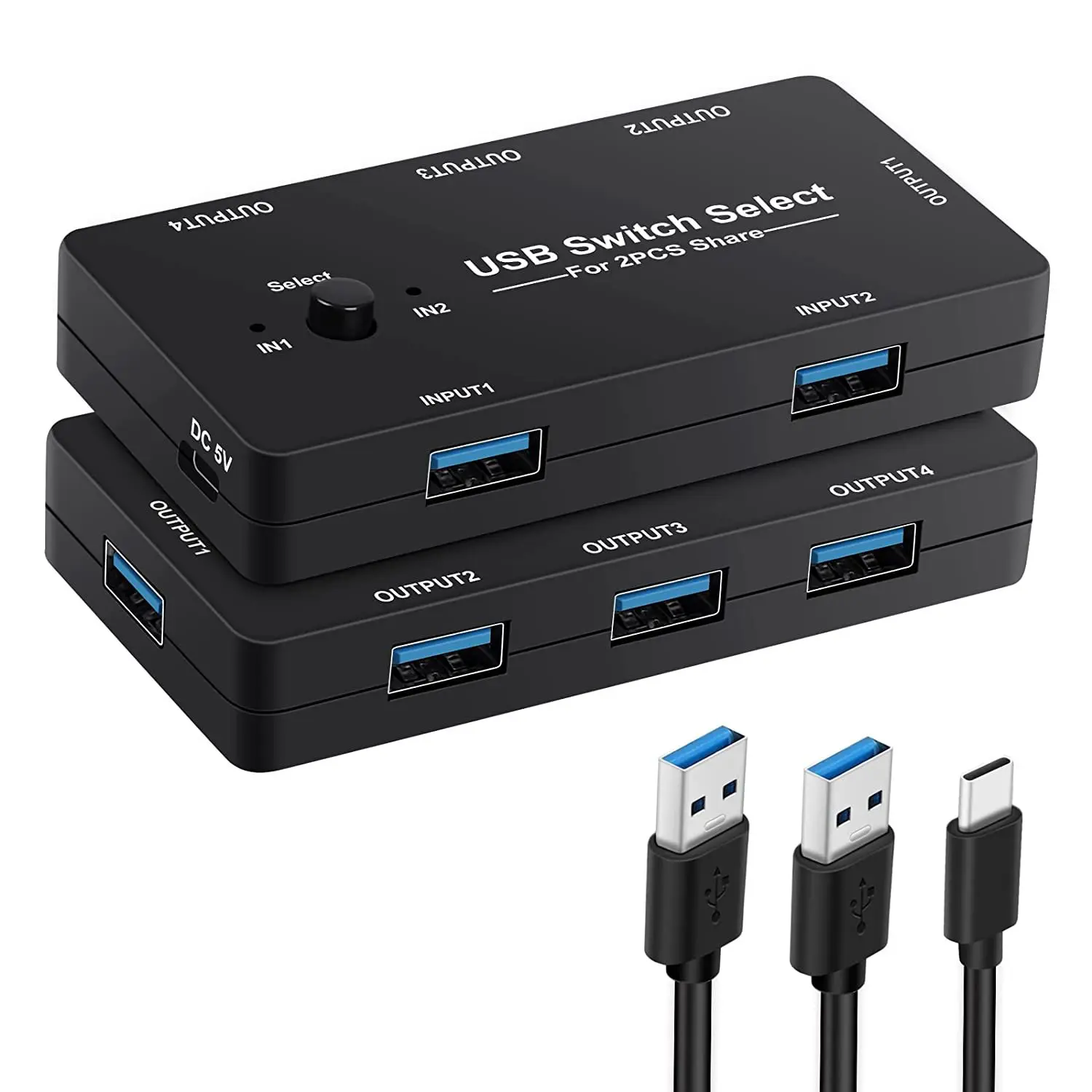 USB switcher 2-in 4-out HUB converter KVM hub USB sharer 4-in 1-port branching hub