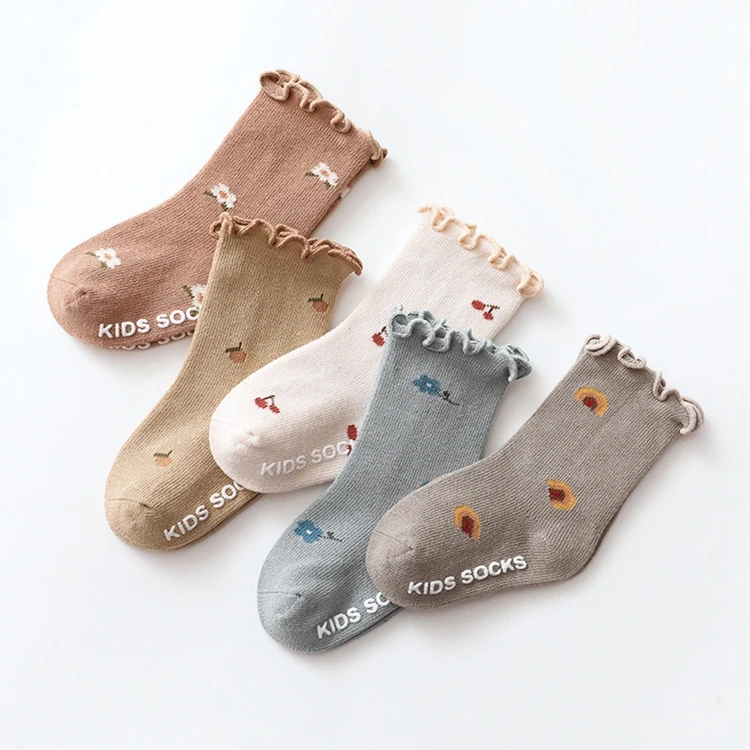 
5 Pairs of Socks for Children / Baby / Boys and Girls ABS Non-Slip Toddler / kids Cotton Socks Supplier for 0-5 Years 