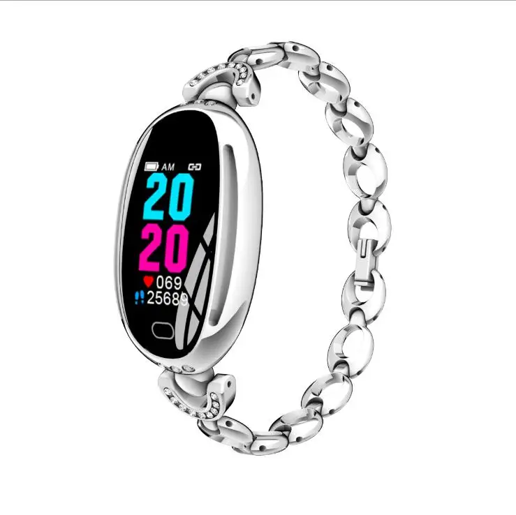 E68 Lady Women Fitness Tracker Heart Rate Blood Pressure Female Diamond Smart Watch