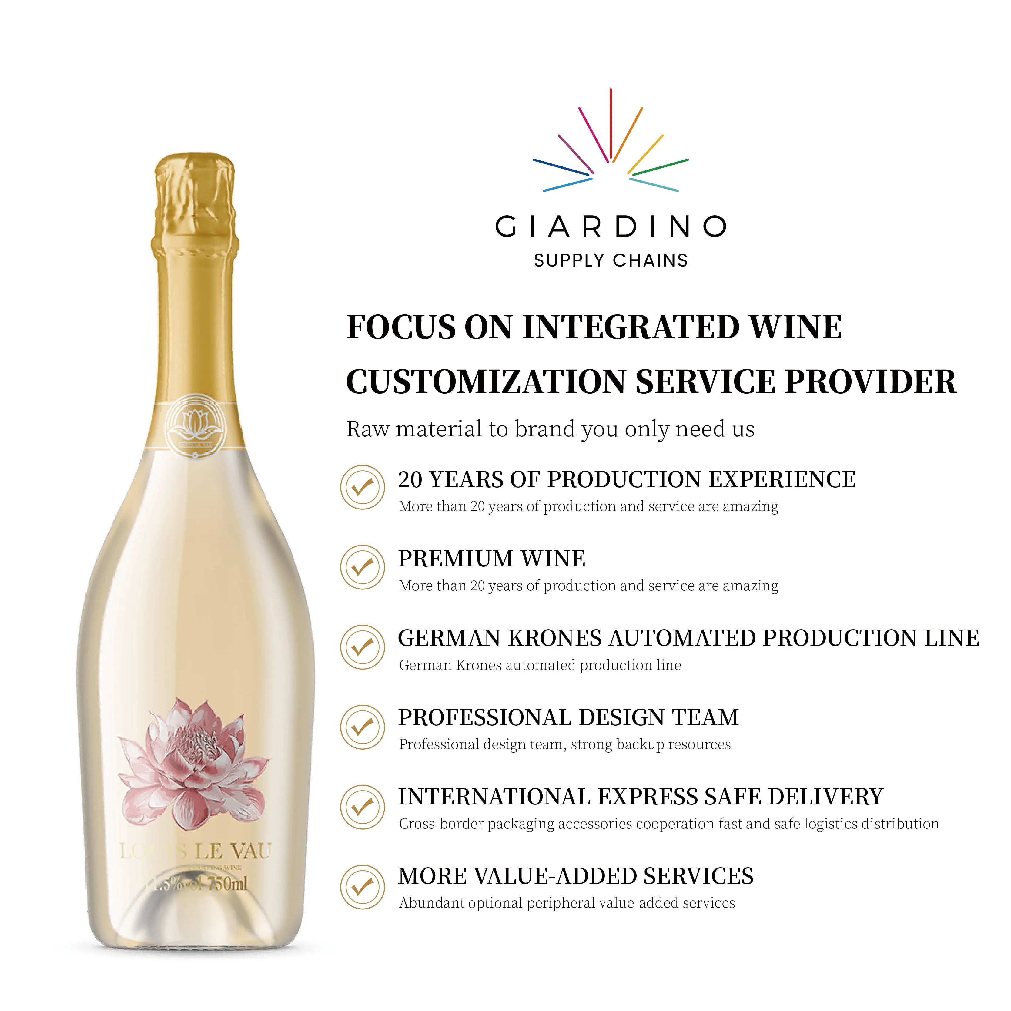 Factory Wholesale Manufacturing Customizable Alcoholic Beverages cheap Sparkling Wine Champagne Sparkling Wine